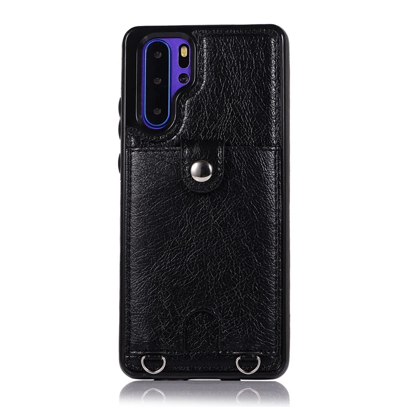 Black Плечевой ремень противоударный чехол из искусственной кожи для huawei mate 20 P30 Pro Чехол модный роскошный P30 Lite чехол держатель для карт чехол - Цвет: Black