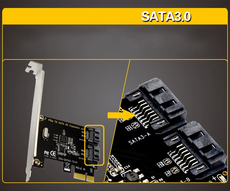 BTBcoin PCI-E SATA 1X 4X 8X 16X карт PCI-E PCI Express SATA 3,0 2-Порты и разъёмы SATA III SSD SATA 6 Гбит адаптер расширения Панели расширительные платы