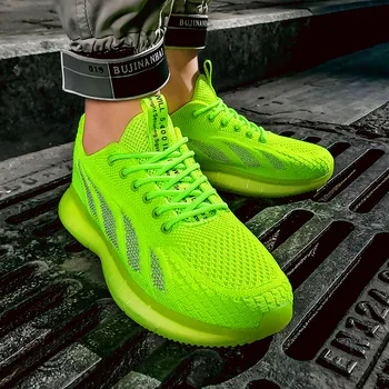 

Men's fashion mesh casual shoes high top sneakers new outdoor casual shoes high quality Luminous ultralight trendy mens shoes