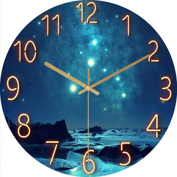 

Nordic Wall Clock Decor Marble Printing Clocks Silent Quartz Circular Glass Hanging Clock Modern Design Multi-colored Home Decor