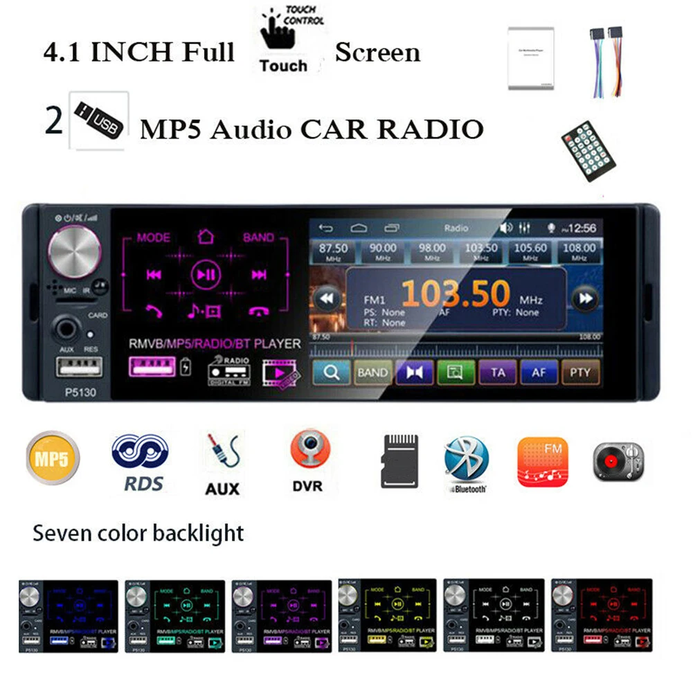 4''1 дюймов 2 USB емкостный полный сенсорный экран AM FM Bluetooth Авто электронный видео радио мультимедиа стерео автомобиль MP5 плеер