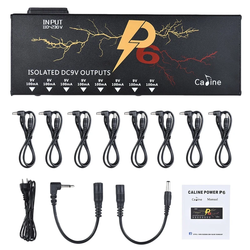Caline P6 гитарные эффекты Электропитание станция 8 изолированный Dc 9V выход для гитары педаль эффектов с защитой от короткого замыкания