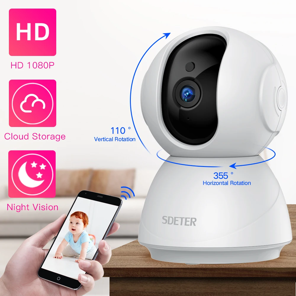 SDETER 1080P 720P IP камера безопасности WiFi Беспроводная CCTV камера наблюдения ИК ночного видения P2P детский монитор камера для домашних животных