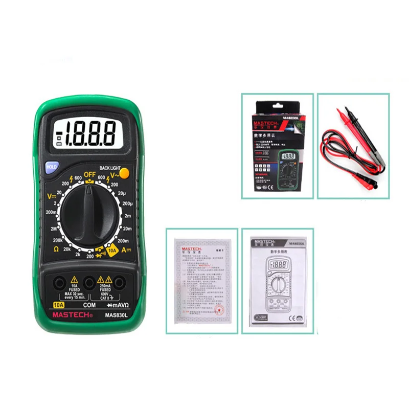 MASTECH MAS830L карманный цифровой мультиметр с сопротивлением AC/DC тестер напряжения