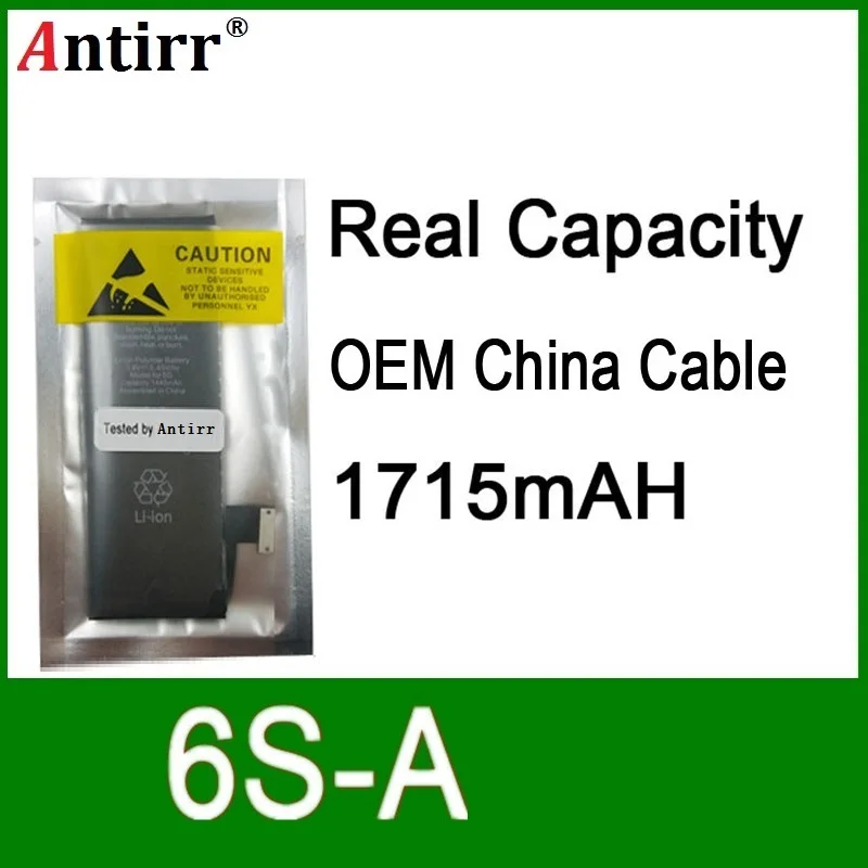 

10pcs/lot Real Capacity China Protection board 1715mAh 3.7V Battery for iPhone 6S zero cycle replacement repair parts 6S-A