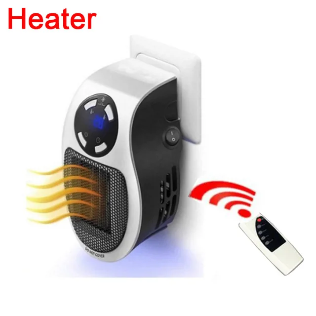 Portable Electric Heater Plug in Wall Heater Room Heating Stove Household Radiator Remote Warmer Machine 500W Device 1