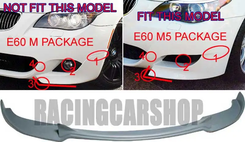 Неокрашенный передний спойлер для BMW 5 SERIES E60 M5 FRNOT B025F 2004 2008|Панар-штанги| |