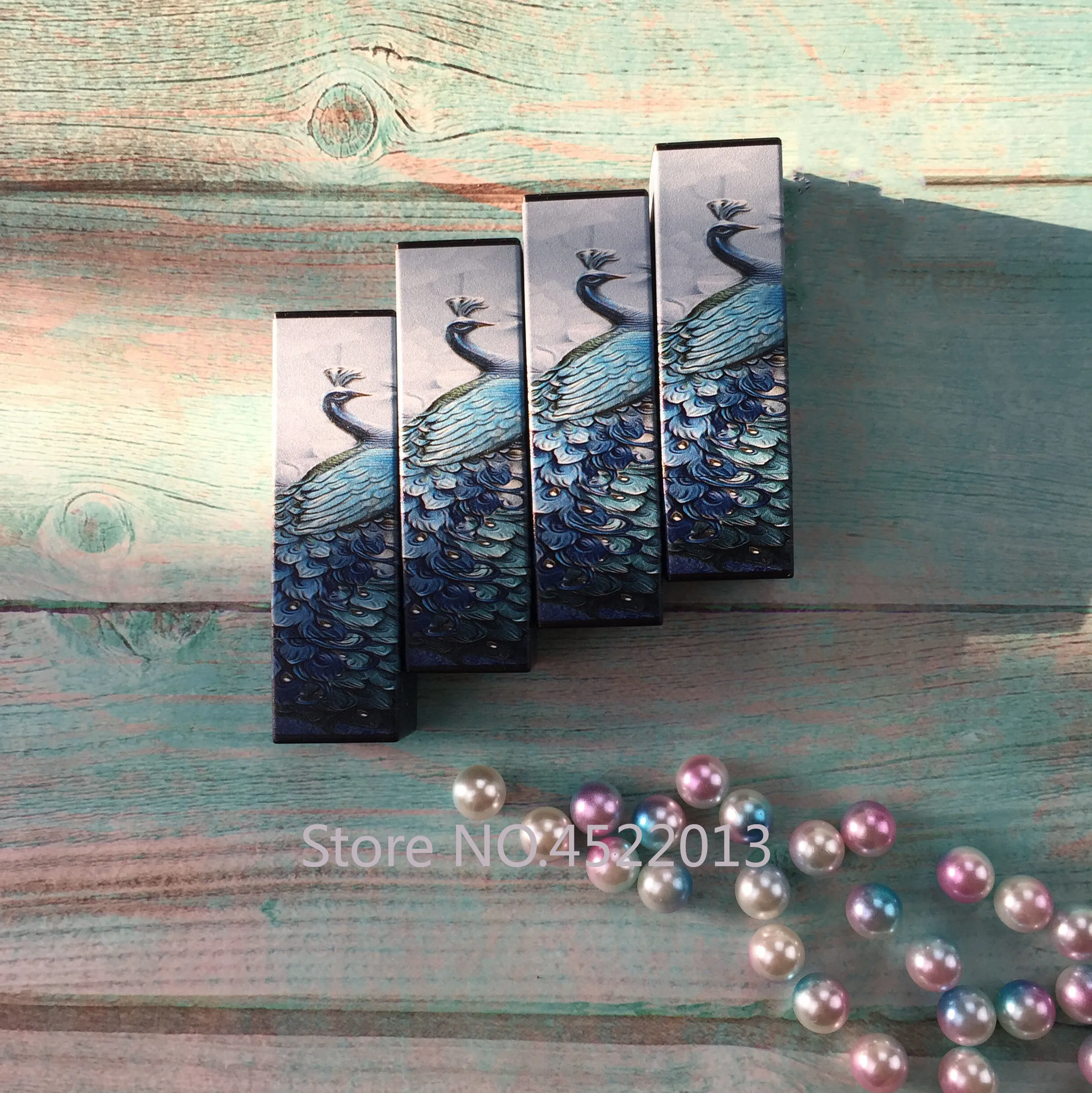 5/10/30/50pcs 3d 12.1mm Blue Peacock Butterfly Square China Style Empty Lipstick Tube Lip Balm Container Shell Packaging Makeup | Красота и