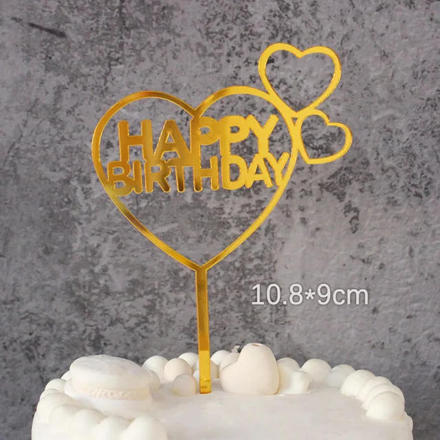Каваи перо Торт Топпер Крыло ангела Топпер для торта «С Днем Рождения» Baby Shower Дети Свадьба и помолвка товары для украшения торта - Цвет: DGZS-119-GOLD13