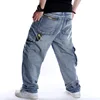 Hip Hop Jeans Men Side Pockets Denim Overalls Men Denim Jeans Pants Harem Men's Jeans Big Size 44 46 Baggy Loose Fit Male Jeans ► Photo 3/6