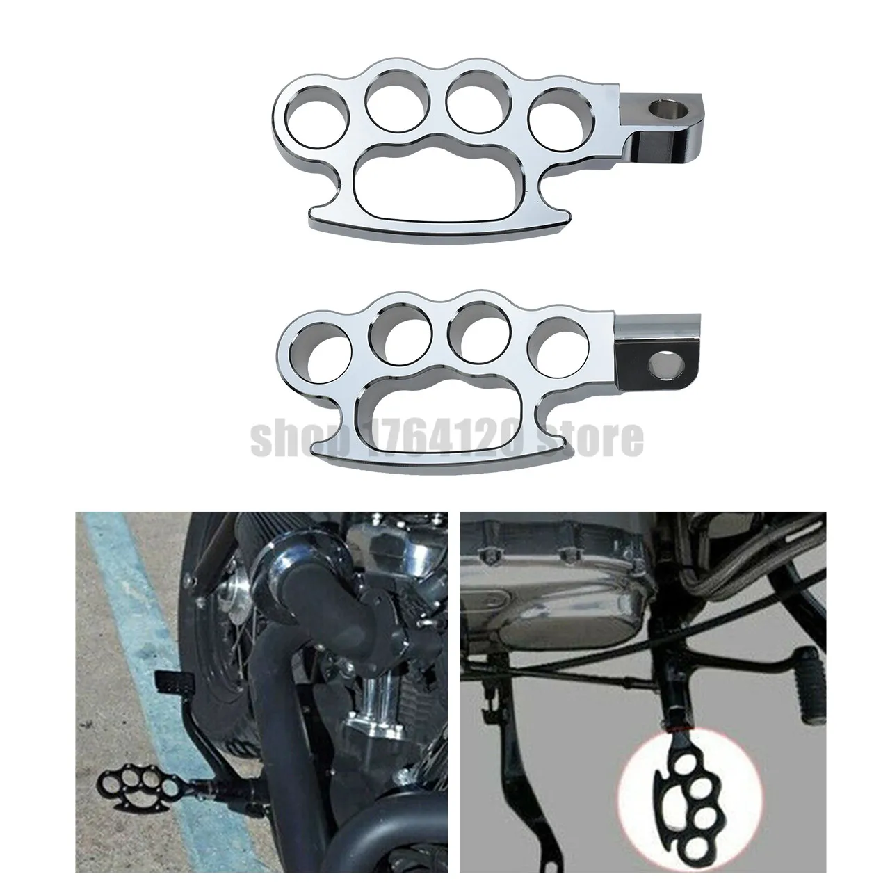 Chrome Foot Rests Мотоциклетные летающие кулаки подножки управление черный/хром Подножки пользовательские педали для Harley Dyna Fat Bob FXDF Sportster - Цвет: Chrome Foot Rests