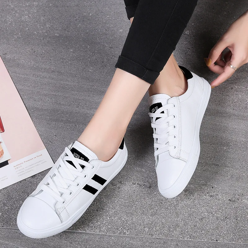 

New Style Spring And Autumn WOMEN'S Genuine Leather Shoes Simple Anti-slip Wear-Resistant Students Base Platform Shoes Sports Da