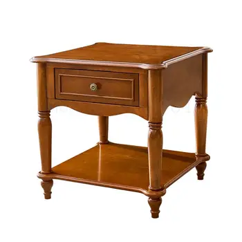

American Solid Wood Side Corner Corner Living Room Sofa Side Cabinet Simple Table Bedside Table Locker Walnut Small Coffee Table