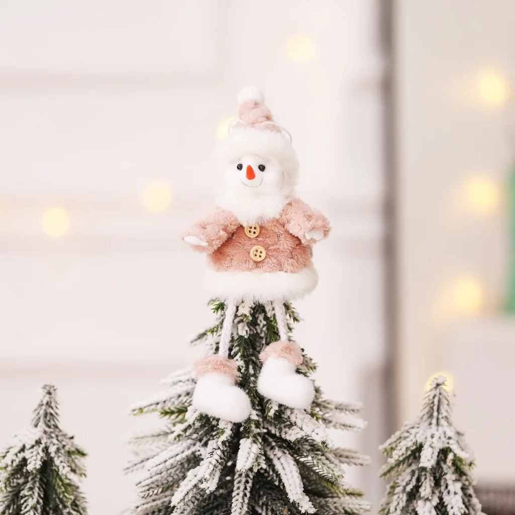 Cute Christmas Ornament Knitted Plush Gnome Doll Resin Christmas Tree Santa Claus Charms Hanging Pendant Holiday Decor Gift