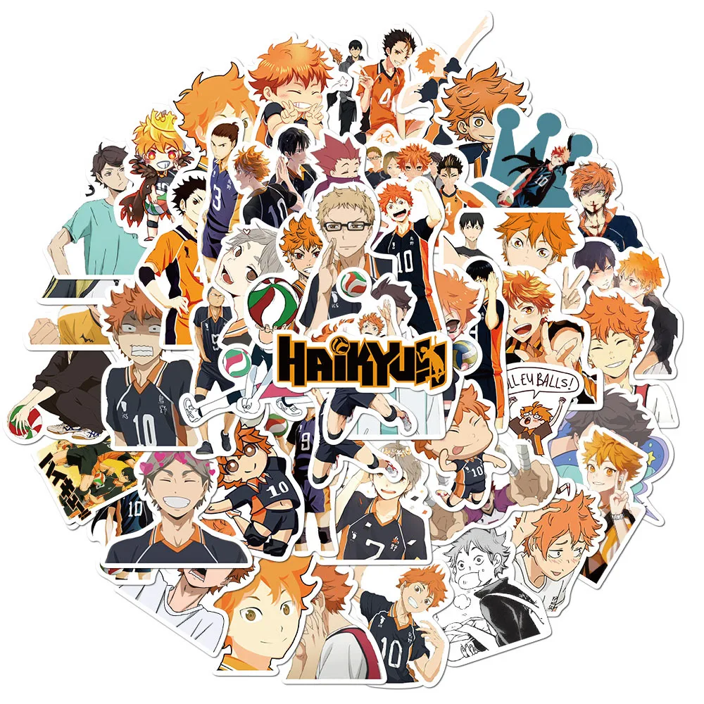 50 шт. Haikyuu! Волейбольные наклейки для мальчика аниме Стикеры скейтборда элементы