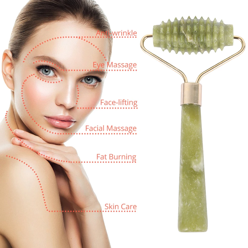Jade Roller Stone Facial Massage Roller for Face Eye Face Neck Natural