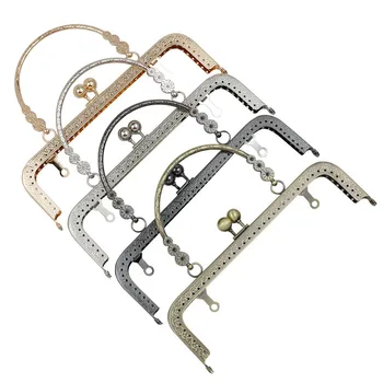 

HAOFA 4pcs 20cm Small Flower Handle Sewing Purse Metal Frames Antique Accessories For Bag kiss clasp bag frame