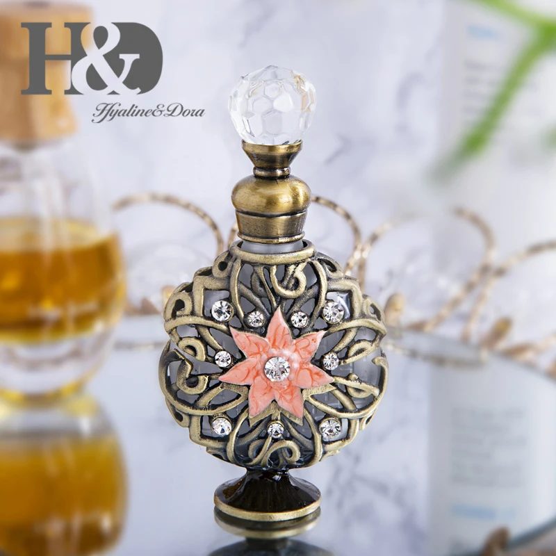 H& D 3 цвета Ретро многоразовый флакон для духов ручная роспись цветочный узор Состаренный Bejeweled контейнер для эфирного масла женский подарок