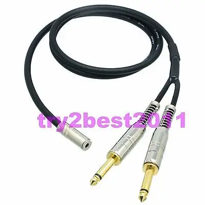 

DHL/EMS 10 Sets 3.5mm female jack stereo TRS to 2x 6.35mm male plug mono TS Canare L-4E6S cable -C1