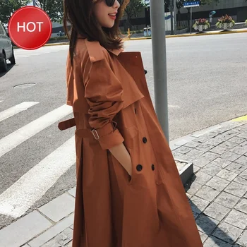 

Women's Clothes Trench Coat Spring Sashes Cloak Dust Coat Slim Waist Outerwear Stylish Lady Long Windbreakers Coats Real Photo