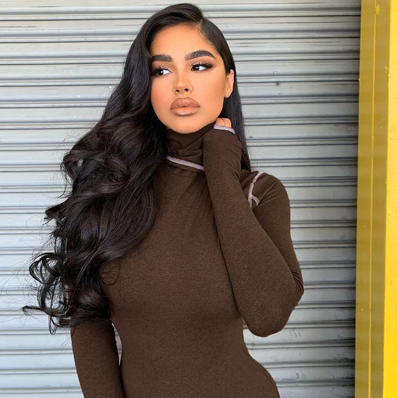 2020 Long Sleeve Patchwork Sexy Mini Dress Autumn Winter Women Fashion Streetwear Outfits Stretchy Y2K Dresses