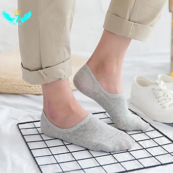 

Men's Socks Solid Color Low Cut Socks Silicone Anti-skid Invisible Socks Summer Cotton Short Boat Socks TOA