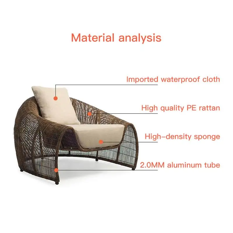 Designer Outdoor Sofa For Villa Courtyard Patio Creative Leisure Furniture Modern Terrace Rattan Chair Coffee Table Combination