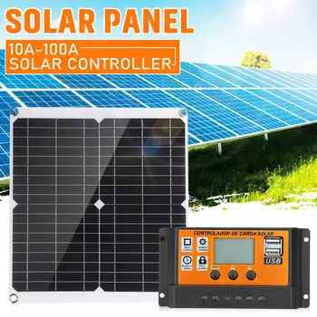 

50W Solar Panel Dual USB 18V Solar Power Panels+Line+ 100A Solar Charge Controller for Outdoor Camping Car Boat Solar Battery