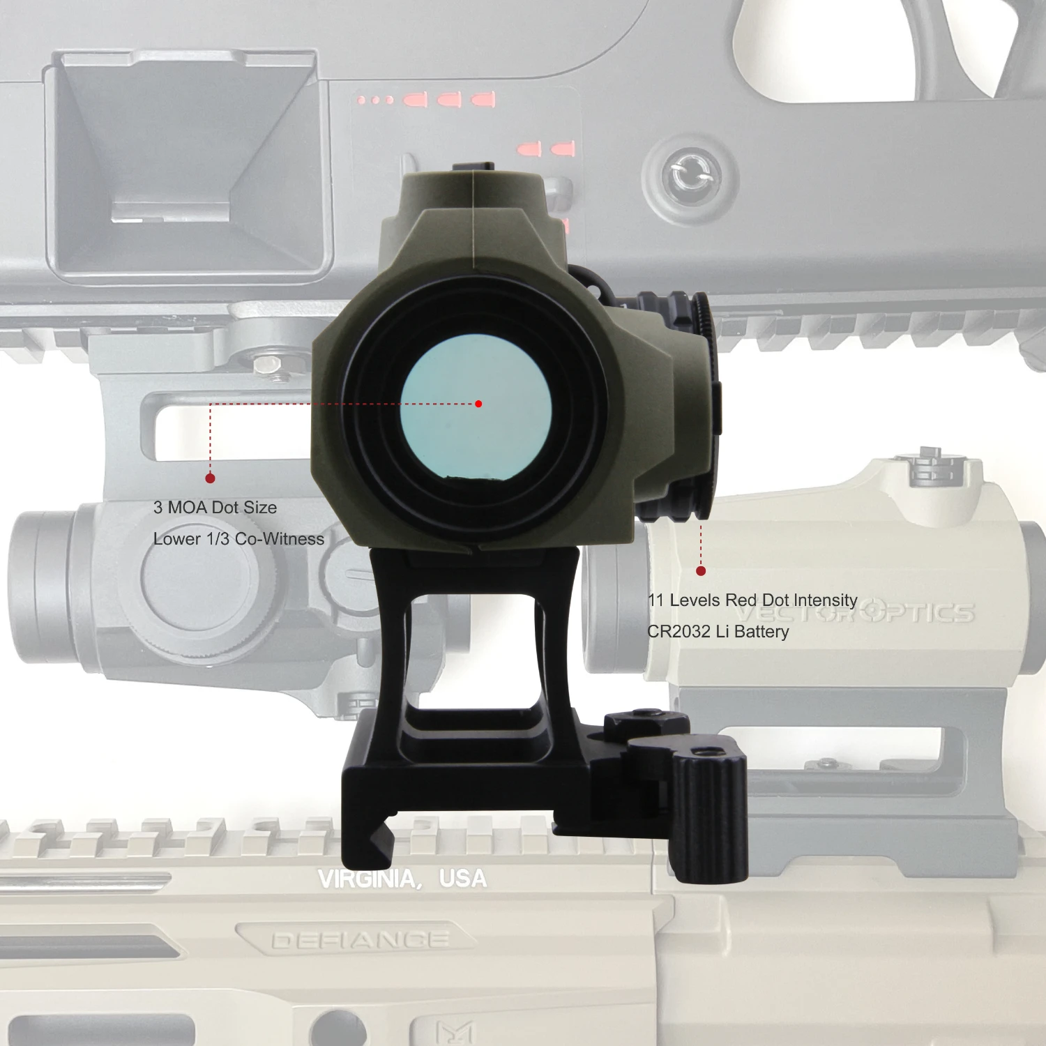 Оптический прицел Vector Optics Maverick 1x22 SOP оптический Коллиматорный с красной точкой QD