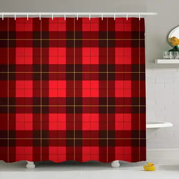 

Shower Curtain Set with Hooks 72x72 Clothes Wallace Traditional Thread Tartan Design Scottish Fashion Graphic Plaid Vintage