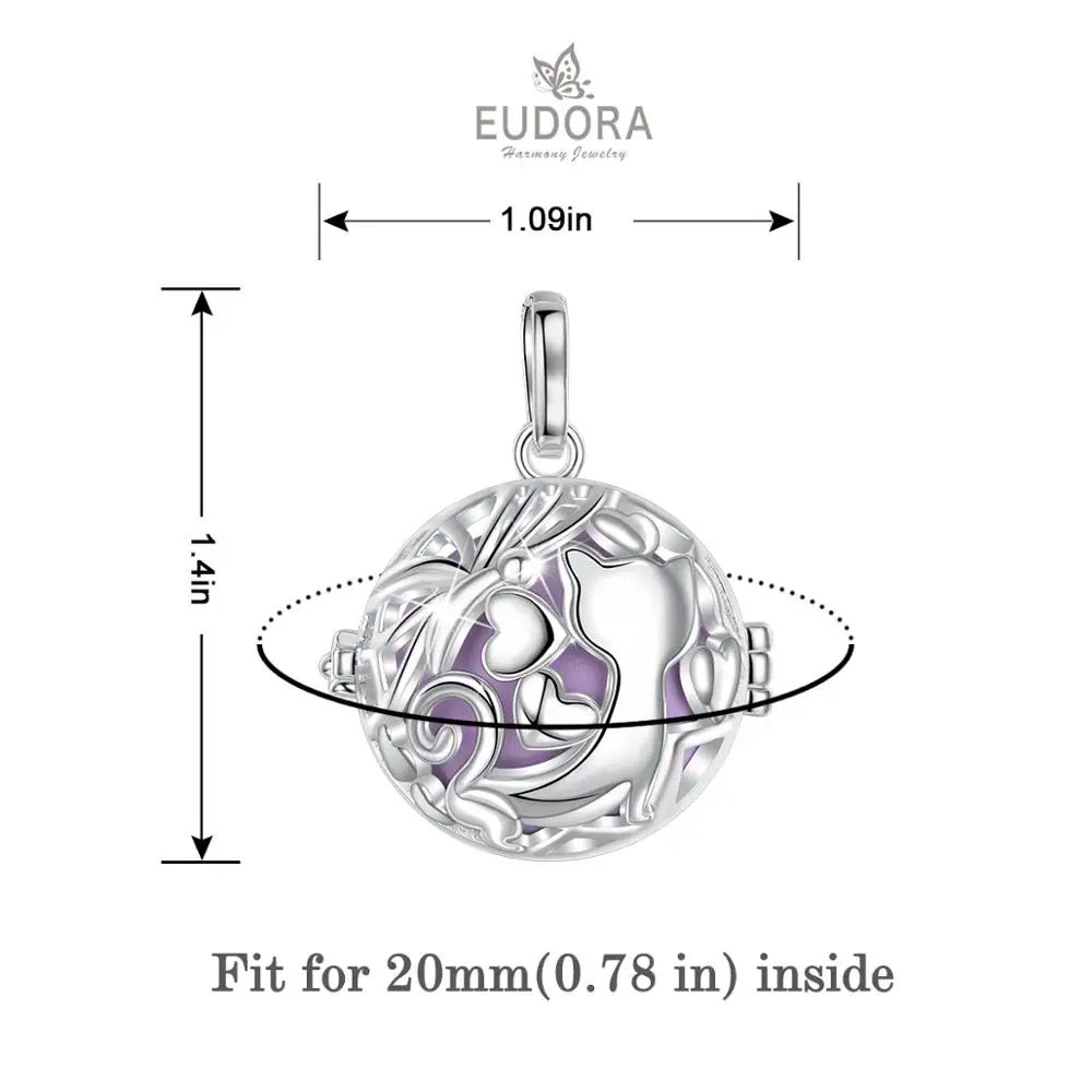 EUDORA 20 мм серебряная клетка лисы гармония шар музыкальная подвеска Ангел звонящий бола Ожерелье для ребенка беременность ювелирные изделия идея подарка K371N20