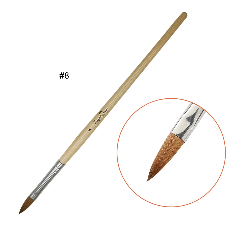 1 шт, деревянная цветная ручка, Соболь, акриловая кисть, Плоская Круглая деревянная ручка, кисть для УФ-геля, поли кисть для дизайна ногтей, гель-строитель, кисть