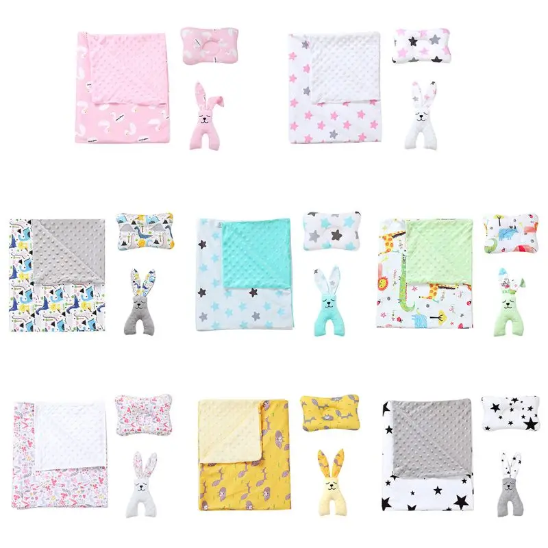 

3 Pcs/set Baby Peas Blanket Sleep Comfort Dolls Newborn Stroller Blankets Pillow D08C