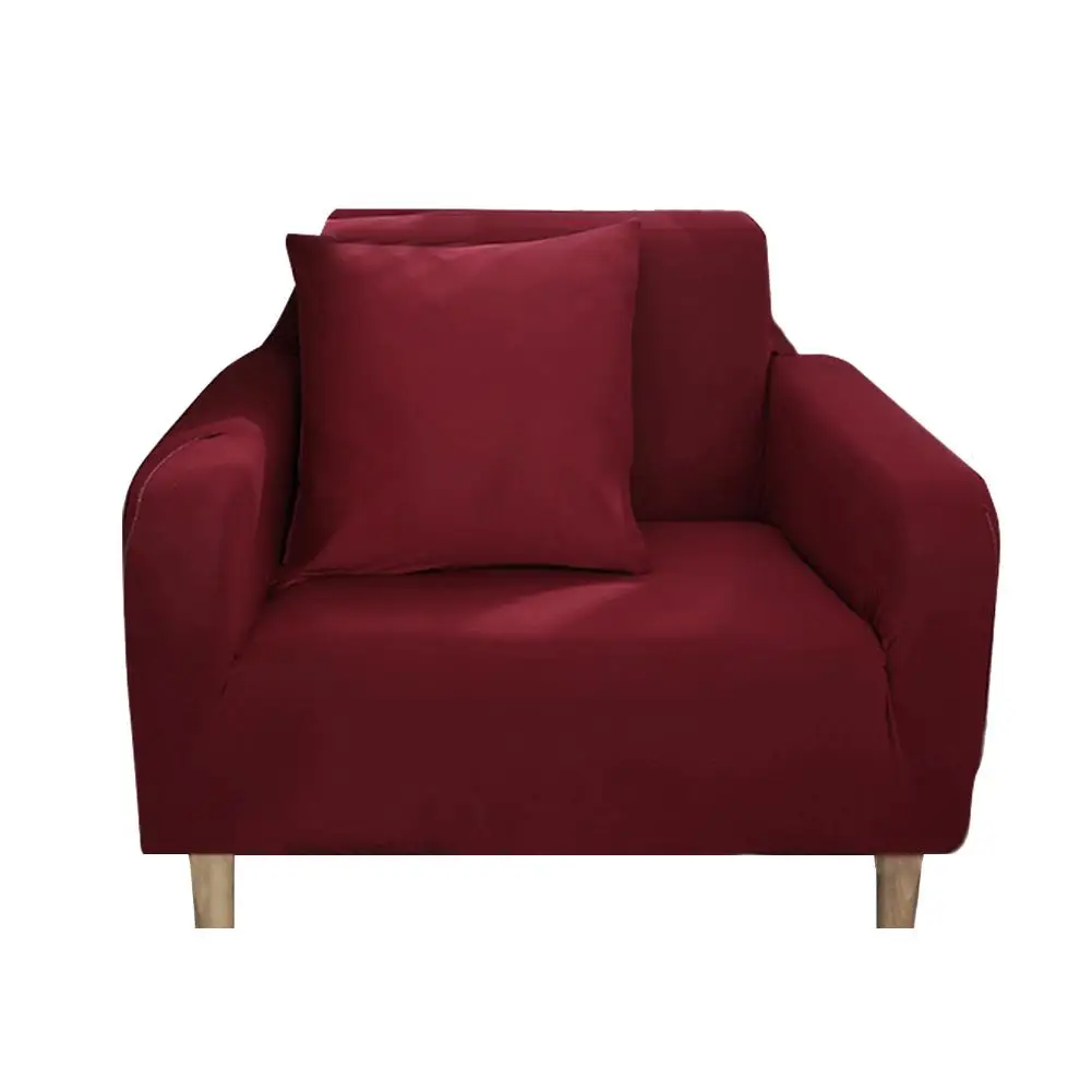 Wine Red Одиночный двойной Трехместный Чехол для дивана, эластичный чехол для дивана, нескользящий мягкий чехол для дивана, моющийся протектор для мебели с поролоновым эластичным дном - Цвет: Wine Red