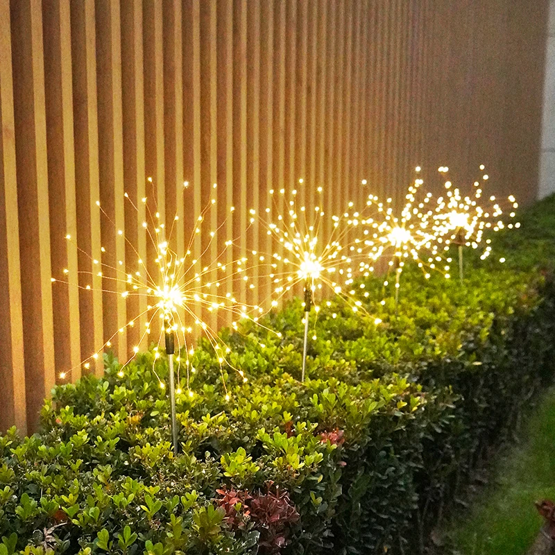 LED Solar Fireworks Lights Outdoor 90/150 LEDs Waterproof String Fairy Light For Home Garden Street Lamp Christmas Decoration solar wall lights outdoor