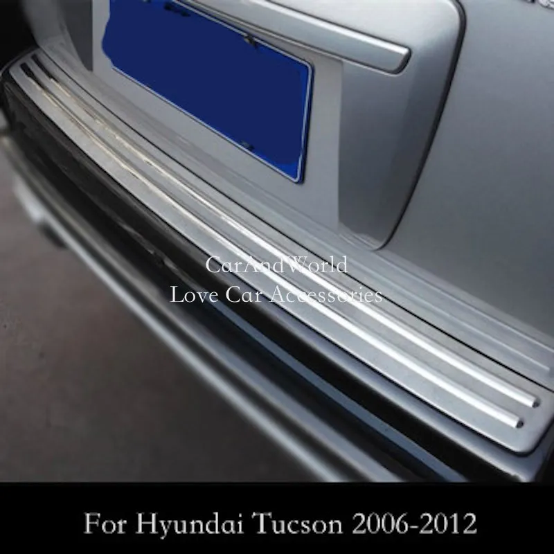 Для hyundai Tucson 2006- задняя Дверная панель бампер защитная пластина ступенчатая панель Накладка порога Накладка багажника автомобильные аксессуары