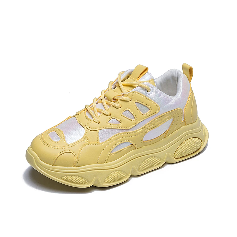 Женские кроссовки на платформе белые шнуровке корейская мода розовые