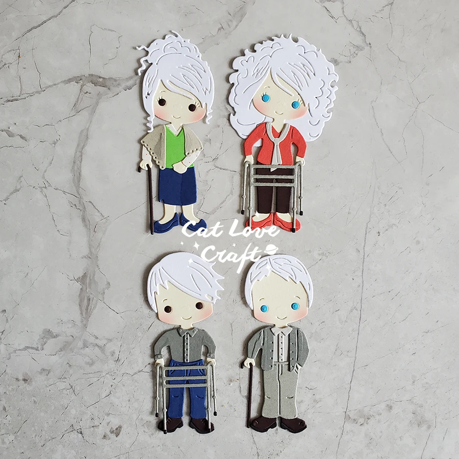 Catlove 노인 시리즈 금속 절단 다이 스크랩북 금형 스텐실 다이 컷 카드 만들기 DIY 공예 엠보싱 2021 년 새로운 다이