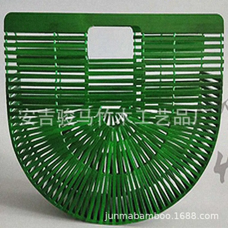 Green-large Модная Высококачественная цветная бамбуковая сумка для покупок, индивидуальная пляжная сумка, переносная зеленая ротанговая сумка ручной работы, сумка-клатч для улицы - Цвет: Green-large
