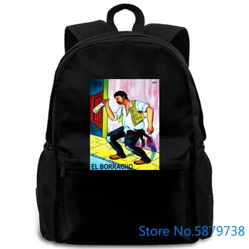 

EL BORRACHO LOTERIA MEXICO NEW MEDIUM DRUNK CARD GAME LATIN BEER Printed women men backpack laptop travel school adult