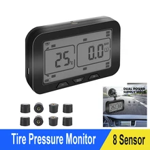Truck Bus Lorry Solar TPMS LCD Display Tire Pressure Monitor System Tyre Pressure Monitor 0-12bar With 8 External Sensor