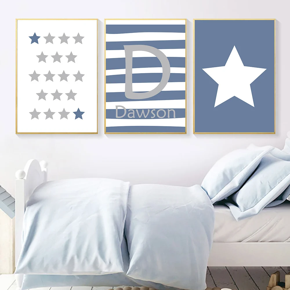 Печать плакатов Wall Art Холст Картина синий плакат для детской настенная живопись