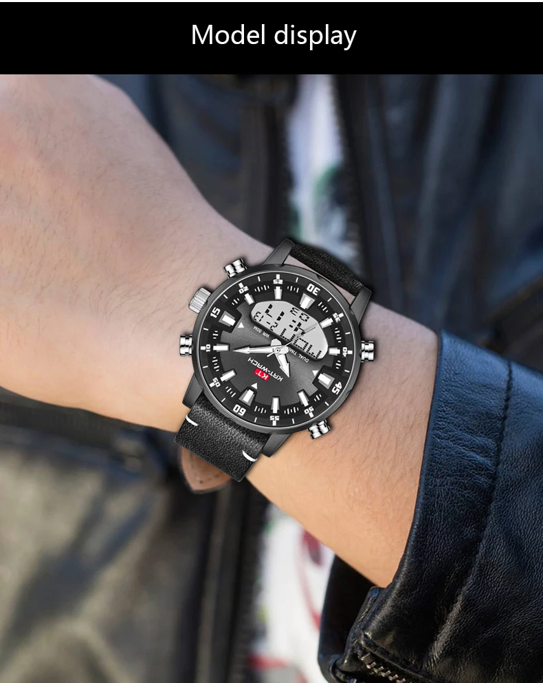 KAT-WACH Brand New Fashion Trend Big Dial Men's Watches Multifunctional Dual Display Quartz Electronic Watch Relogio Masculi