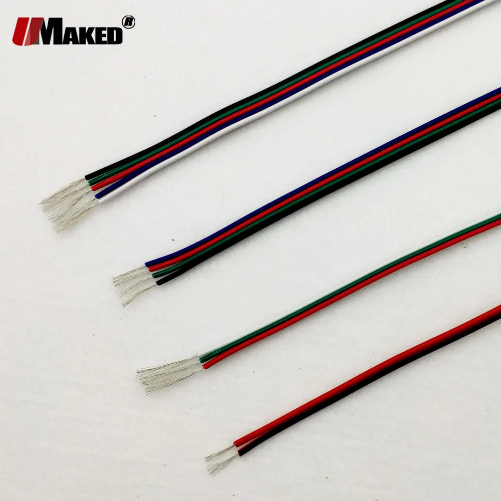 Conduziu o Fio de Cobre Estanhado do Diodo Emissor de Luz do Cabo Rgbw o Pvc Isolou a Tira Estende os Fios de 0.3mm 4 5pin Rgb Conduzida Conectelectrical 100m 22awg 2 – 3