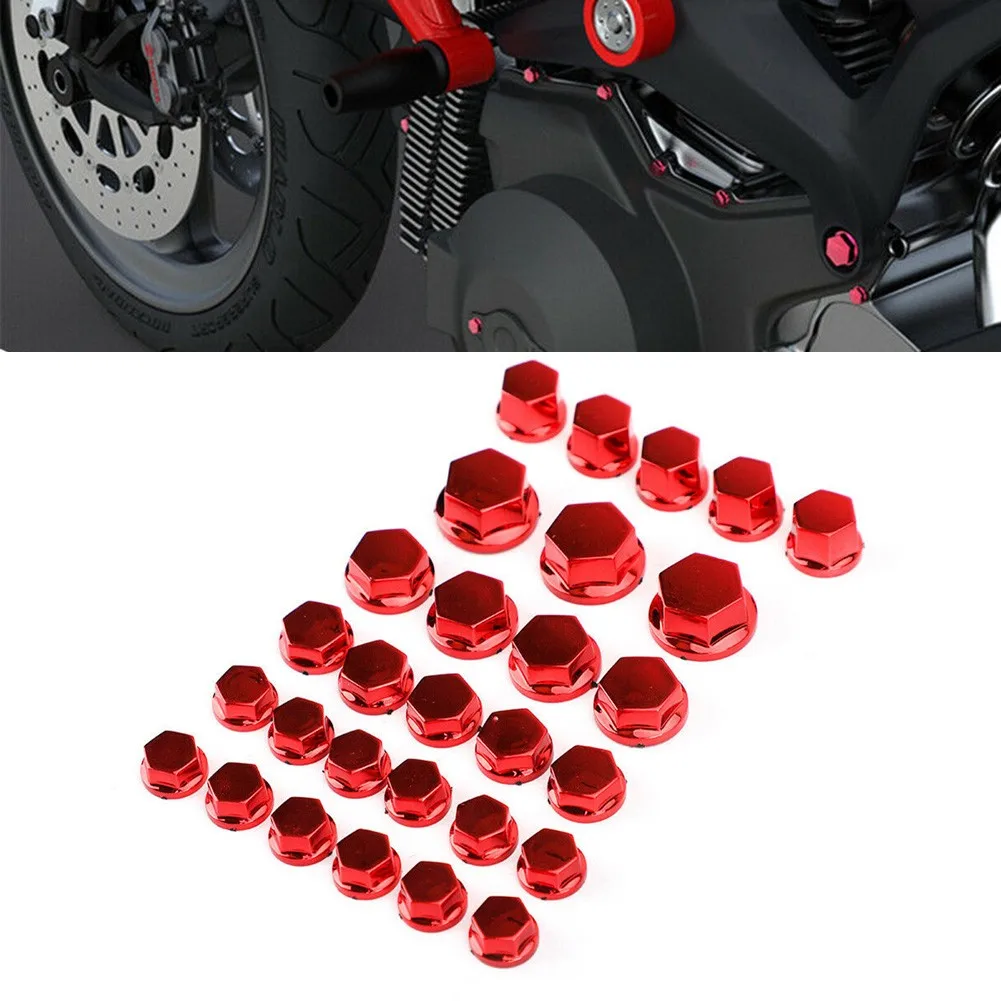 

30pcs Motorcycle Red Plastic Hexagon Socket Screw Covers Bolt Nut Cap Cover Screw Covers Bolt Nut Cap Cover Accessories