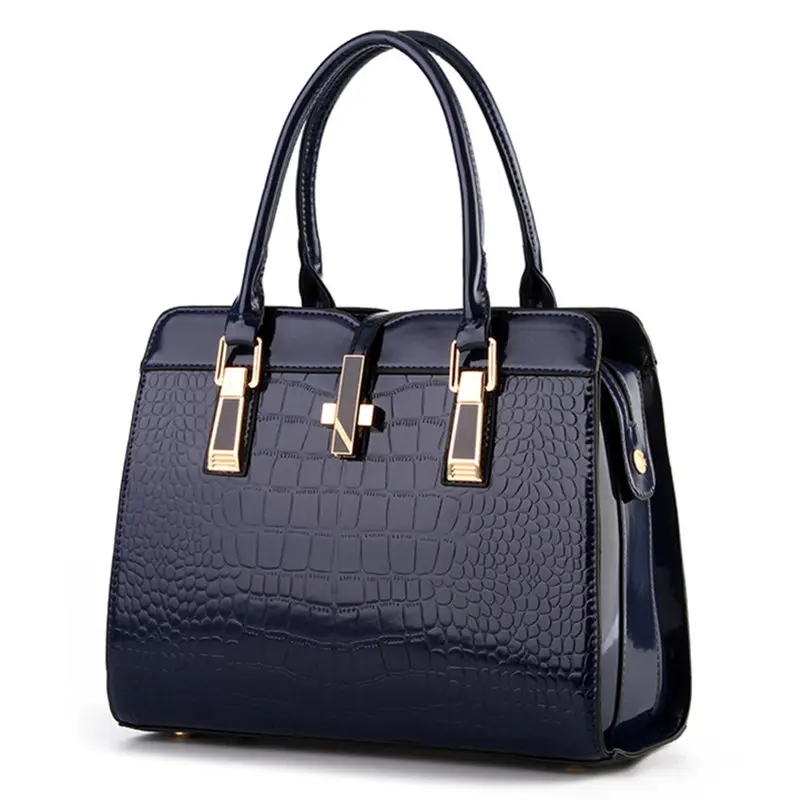 

Charm in hands Elegant Alligator Patent Leather Women Handbag Big Women's Shoulder Bags Cross Lock Design Lady Tote Handbags