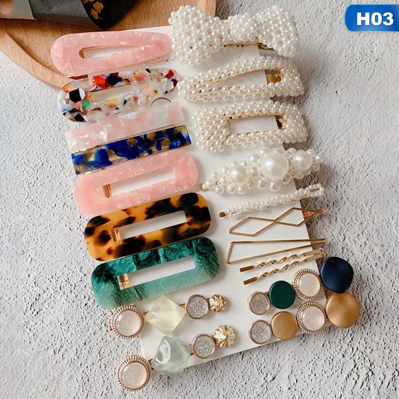 Ins Fashion 1 комплект женские элегантные жемчужные заколки для волос сладкий головной убор шпильки заколки аксессуары для волос из ацетатного волокна Набор для волос - Цвет: H03 20pcs
