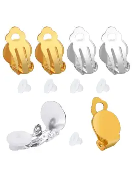 

250Pc Non-Pierced Ears Flat Round Glue-on Tray Clip-on Earring Making Findings
