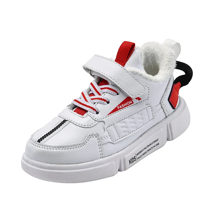 Sialia/зимняя обувь для мальчиков; кроссовки для девочек; детская повседневная обувь; Детские кроссовки с плюшевой подкладкой; теплая tenis infantil menino - Цвет: White