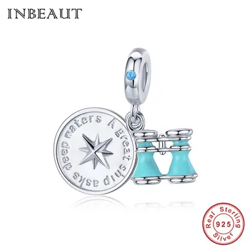 

INBEAUT Genuine 925 Sterling Silver Blue Double Cute Voyage Charms fit Pandora Bracelet Round Navigator Arrow Coin Beads Jewelry
